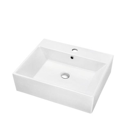 DAWN Dawn CASN107016 Contemporary Vessel Above-Counter Rectangle Ceramic Art Basin with Single Hole for Faucet & Overflow - 6 x 20.25 x 17 in. CASN107016
